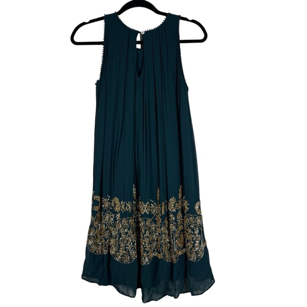 Anthropologie Not So Serious Brenta Beaded Swing Dress Cocktail Elegant Womens 2 - Picture 6 of 10